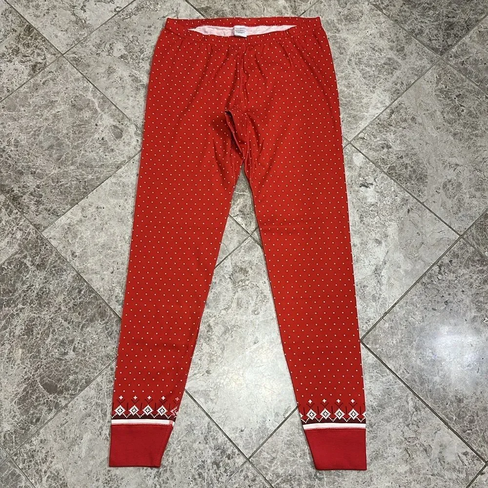 Hanna Andersson Heritage Fair Isle Red Long John PJ Pajama Pant Medium